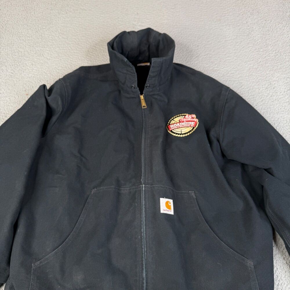 VTG CARHARTT Jacket XL Black Zip Lined Duck Canvas USA J131 Streetwear NO HOOD